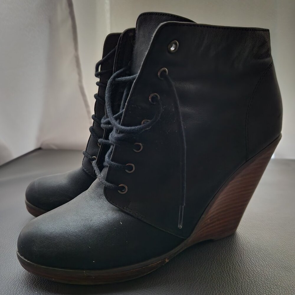 Leather Wedge Boots